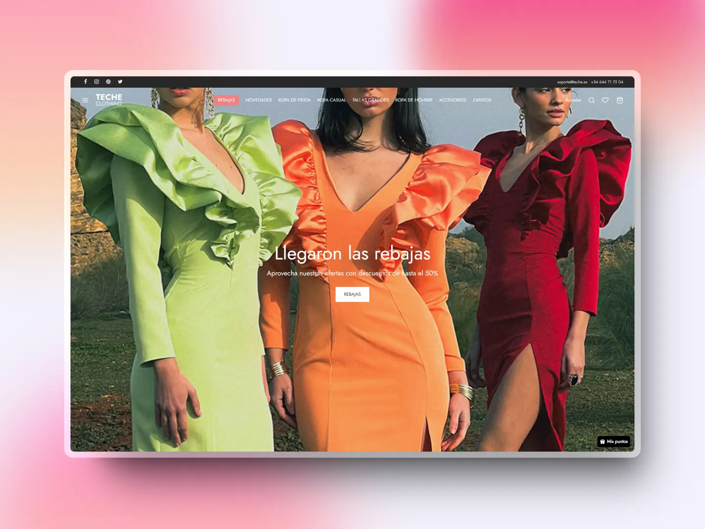 Diseño web para TECHE Clothing