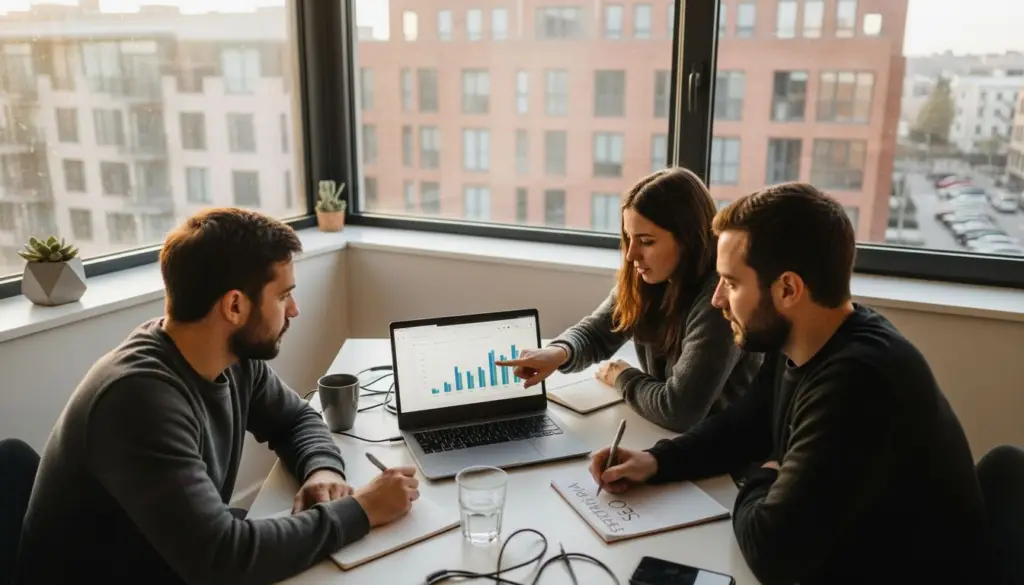 Un grupo reducido de personas desarrollando la estrategia SEO