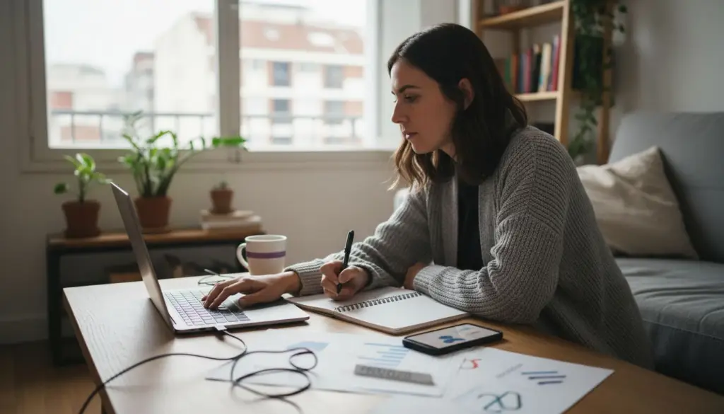 Dueña de negocio revisando los pedidos de su tienda online